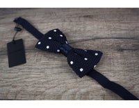 Bow Tie - Knit Bow Tie Navy Polka