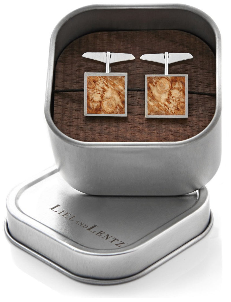 Liel and Lentz Cufflink - 925K SILVER BROWN BURL